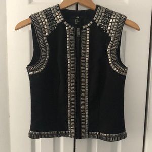 Metallic beaded black vest